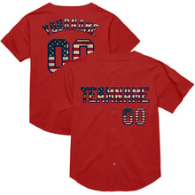 Load image into Gallery viewer, Custom Red Vintage USA Flag-Navy Mesh Authentic Throwback Baseball Jersey