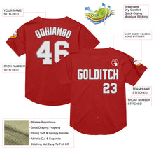 Load image into Gallery viewer, Custom Red White-Gray Mesh Authentic Throwback Baseball Jersey