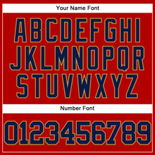 Load image into Gallery viewer, Custom Red Navy-Old Gold Mesh Authentic Throwback Baseball Jersey