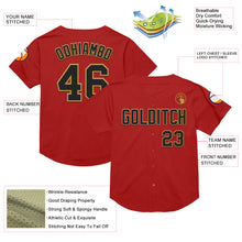 Load image into Gallery viewer, Custom Red Black-Old Gold Mesh Authentic Throwback Baseball Jersey