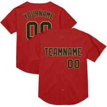 Load image into Gallery viewer, Custom Red Black-Old Gold Mesh Authentic Throwback Baseball Jersey