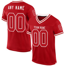Load image into Gallery viewer, Custom Red White Mesh Authentic Throwback Football Jersey