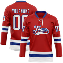 Charger l'image dans la galerie, Custom Red White-Royal Hockey Lace Neck Jersey