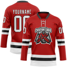 Загрузить изображение в средство просмотра галереи, Custom Red White-Black Hockey Lace Neck Jersey