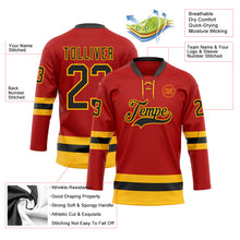 Charger l'image dans la galerie, Custom Red Black-Gold Hockey Lace Neck Jersey