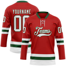 Charger l'image dans la galerie, Custom Red White-Green Hockey Lace Neck Jersey