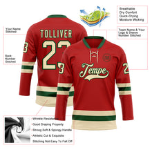 Charger l'image dans la galerie, Custom Red Cream-Green Hockey Lace Neck Jersey