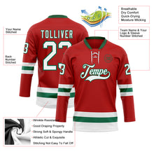 Charger l'image dans la galerie, Custom Red White-Kelly Green Hockey Lace Neck Jersey