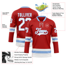 Charger l'image dans la galerie, Custom Red White-Light Blue Hockey Lace Neck Jersey