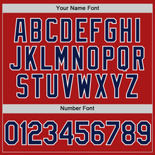 Load image into Gallery viewer, Custom Red Navy-White Authentic Throwback Baseball Jersey