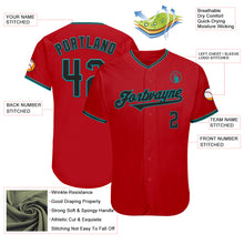 Загрузить изображение в средство просмотра галереи, Custom Red Black-Teal Authentic Baseball Jersey