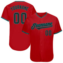Загрузить изображение в средство просмотра галереи, Custom Red Black-Teal Authentic Baseball Jersey