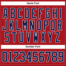 Load image into Gallery viewer, Custom Red Navy-White Hockey Jersey