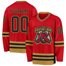 Charger l'image dans la galerie, Custom Red Black-Old Gold Hockey Jersey