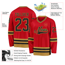 Charger l'image dans la galerie, Custom Red Black-Old Gold Hockey Jersey