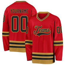 Charger l'image dans la galerie, Custom Red Black-Old Gold Hockey Jersey