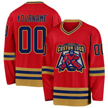 Charger l'image dans la galerie, Custom Red Navy-Old Gold Hockey Jersey