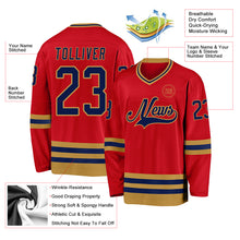 Charger l'image dans la galerie, Custom Red Navy-Old Gold Hockey Jersey