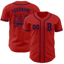 Загрузить изображение в средство просмотра галереи, Custom Red Navy Authentic Baseball Jersey