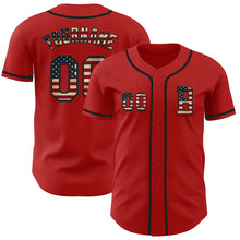 Laden Sie das Bild in den Galerie-Viewer, Custom Red Vintage USA Flag-Black Authentic Baseball Jersey