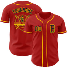 Загрузить изображение в средство просмотра галереи, Custom Red Black-Gold Authentic Baseball Jersey