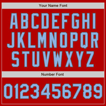 Laden Sie das Bild in den Galerie-Viewer, Custom Red Light Blue-Steel Gray Authentic Baseball Jersey