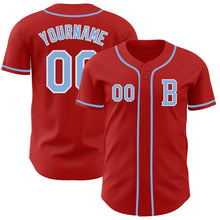 Загрузить изображение в средство просмотра галереи, Custom Red Light Blue-White Authentic Baseball Jersey