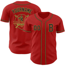 Laden Sie das Bild in den Galerie-Viewer, Custom Red Black-Old Gold Authentic Baseball Jersey