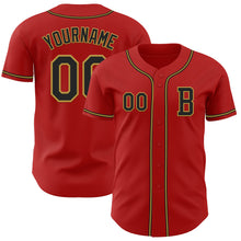 Laden Sie das Bild in den Galerie-Viewer, Custom Red Black-Old Gold Authentic Baseball Jersey