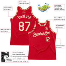 Загрузить изображение в средство просмотра галереи, Custom Red Cream Authentic Throwback Basketball Jersey