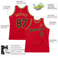 Загрузить изображение в средство просмотра галереи, Custom Red Black-Old Gold Authentic Throwback Basketball Jersey