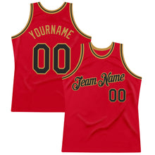Загрузить изображение в средство просмотра галереи, Custom Red Black-Old Gold Authentic Throwback Basketball Jersey