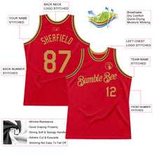 Загрузить изображение в средство просмотра галереи, Custom Red Old Gold-Black Authentic Throwback Basketball Jersey