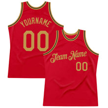 Загрузить изображение в средство просмотра галереи, Custom Red Old Gold-Black Authentic Throwback Basketball Jersey