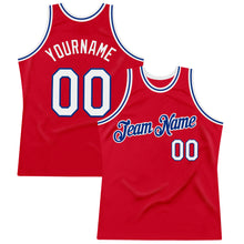 Загрузить изображение в средство просмотра галереи, Custom Red White-Royal Authentic Throwback Basketball Jersey