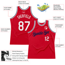 Laden Sie das Bild in den Galerie-Viewer, Custom Red White-Navy Authentic Throwback Basketball Jersey