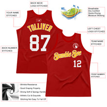 Charger l'image dans la galerie, Custom Red White-Gold Authentic Throwback Basketball Jersey