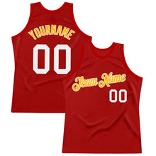 Charger l'image dans la galerie, Custom Red White-Gold Authentic Throwback Basketball Jersey