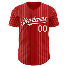 Charger l'image dans la galerie, Custom Red White Pinstripe White Authentic Baseball Jersey