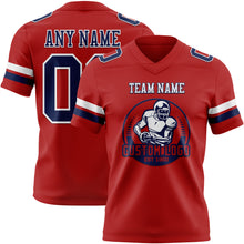 Load image into Gallery viewer, Custom Red Navy-White Authentic Football Jersey