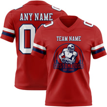 Load image into Gallery viewer, Custom Red White-Navy Authentic Football Jersey