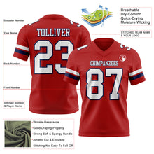 Load image into Gallery viewer, Custom Red White-Navy Authentic Football Jersey
