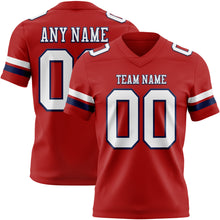 Load image into Gallery viewer, Custom Red White-Navy Authentic Football Jersey