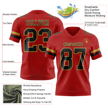 Load image into Gallery viewer, Custom Red Black-Old Gold Authentic Football Jersey