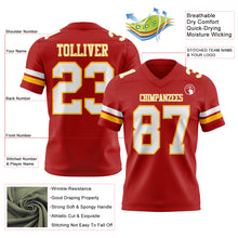 Load image into Gallery viewer, Custom Red White-Gold Authentic Football Jersey