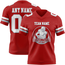 Load image into Gallery viewer, Custom Red White-Gray Authentic Football Jersey