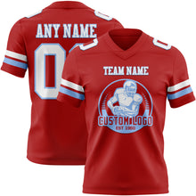 Load image into Gallery viewer, Custom Red White-Light Blue Authentic Football Jersey