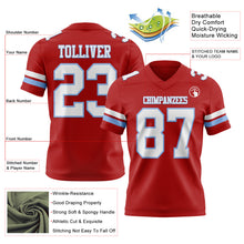 Load image into Gallery viewer, Custom Red White-Light Blue Authentic Football Jersey