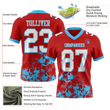 Загрузить изображение в средство просмотра галереи, Custom Red White-Sky Blue 3D Pattern Splash Authentic Football Jersey