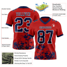 Загрузить изображение в средство просмотра галереи, Custom Red Navy-White 3D Pattern Splash Authentic Football Jersey
